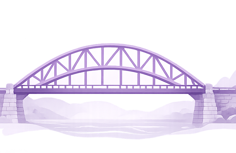 Stylised purple truss bridge